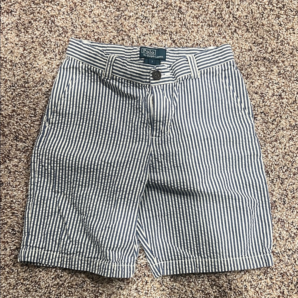Polo by Ralph Lauren Blue and White Striped Boys Shorts